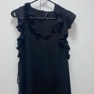 Club Monaco 100% silk ruffle black dress